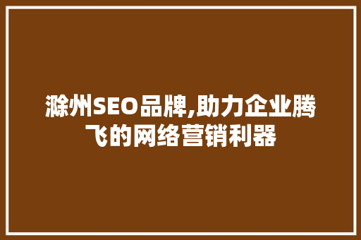 滁州SEO品牌,助力企业腾飞的网络营销利器