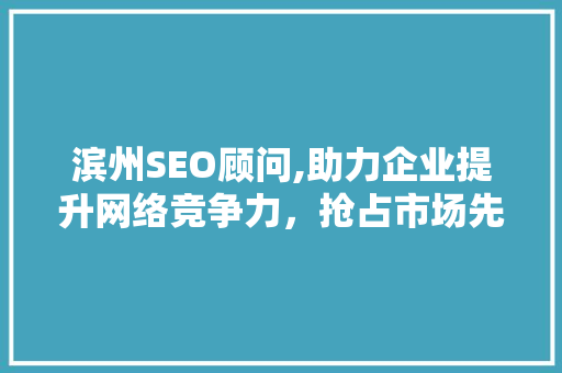 滨州SEO顾问,助力企业提升网络竞争力，抢占市场先机