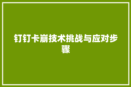 钉钉卡崩技术挑战与应对步骤