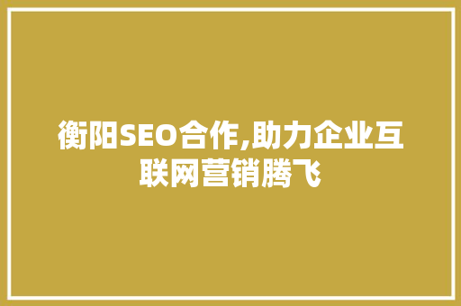 衡阳SEO合作,助力企业互联网营销腾飞