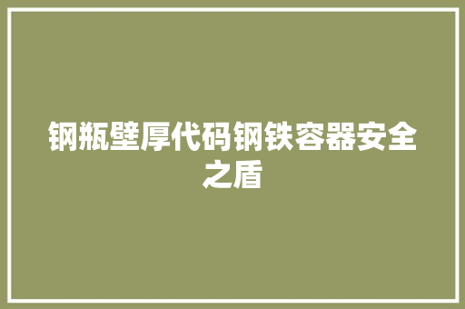 钢瓶壁厚代码钢铁容器安全之盾