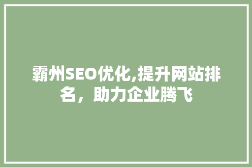 霸州SEO优化,提升网站排名，助力企业腾飞
