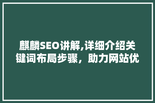 麒麟SEO讲解,详细介绍关键词布局步骤，助力网站优化