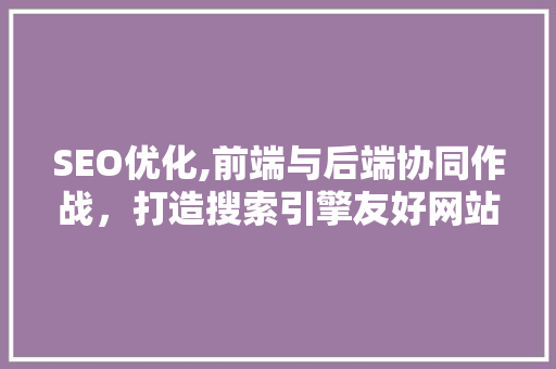 SEO优化,前端与后端协同作战，打造搜索引擎友好网站  第1张