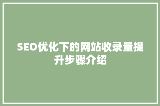 SEO优化下的网站收录量提升步骤介绍