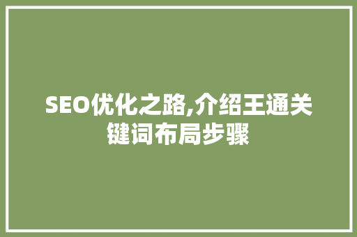 SEO优化之路,介绍王通关键词布局步骤
