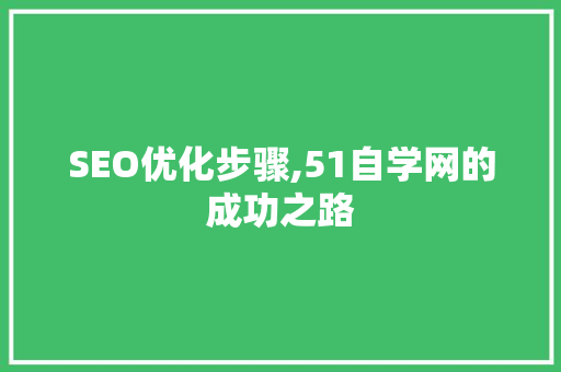 SEO优化步骤,51自学网的成功之路