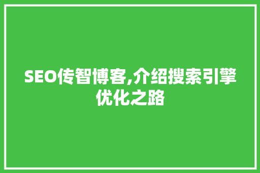 SEO传智博客,介绍搜索引擎优化之路