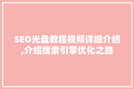 SEO光盘教程视频详细介绍,介绍搜索引擎优化之路  第1张
