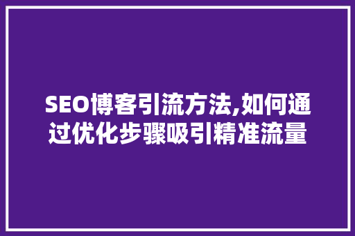SEO博客引流方法,如何通过优化步骤吸引精准流量