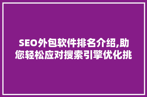 SEO外包软件排名介绍,助您轻松应对搜索引擎优化挑战