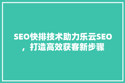 SEO快排技术助力乐云SEO，打造高效获客新步骤
