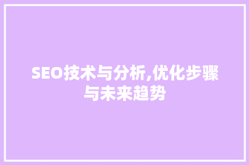 SEO技术与分析,优化步骤与未来趋势