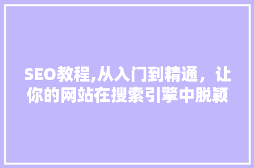 SEO教程,从入门到精通，让你的网站在搜索引擎中脱颖而出