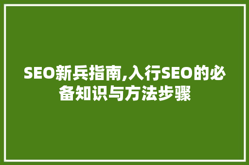 SEO新兵指南,入行SEO的必备知识与方法步骤