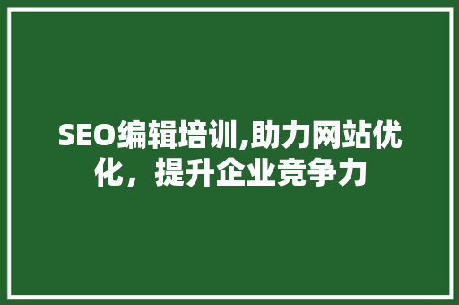 SEO编辑培训,助力网站优化，提升企业竞争力  第1张