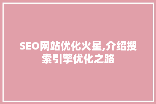 SEO网站优化火星,介绍搜索引擎优化之路