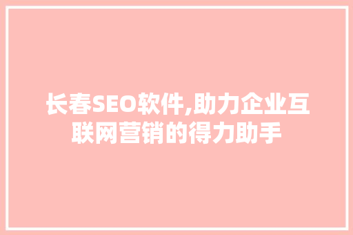 长春SEO软件,助力企业互联网营销的得力助手  第1张