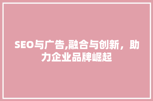 SEO与广告,融合与创新，助力企业品牌崛起