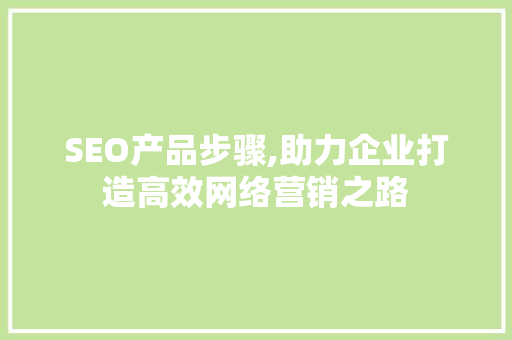 SEO产品步骤,助力企业打造高效网络营销之路