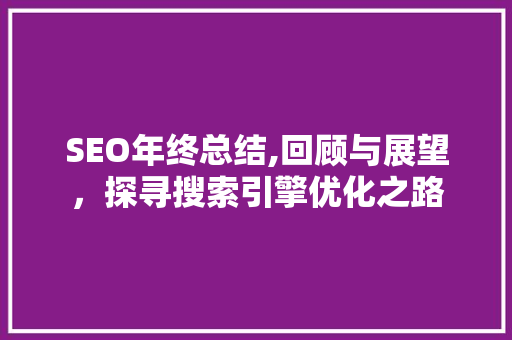 SEO年终总结,回顾与展望，探寻搜索引擎优化之路