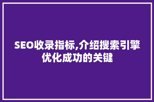 SEO收录指标,介绍搜索引擎优化成功的关键  第1张