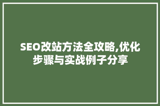 SEO改站方法全攻略,优化步骤与实战例子分享