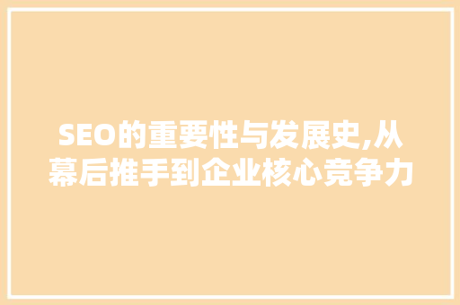 SEO的重要性与发展史,从幕后推手到企业核心竞争力