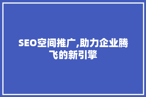 SEO空间推广,助力企业腾飞的新引擎