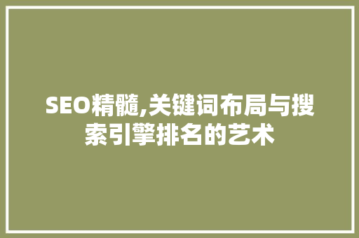 SEO精髓,关键词布局与搜索引擎排名的艺术