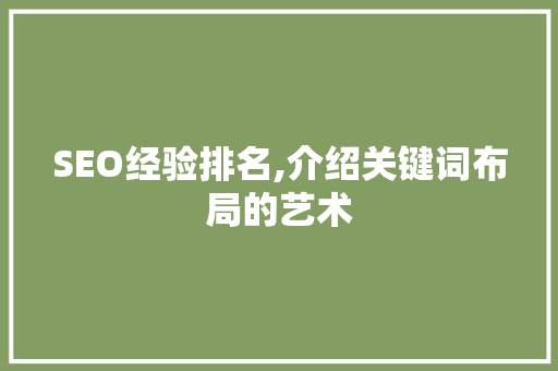 SEO经验排名,介绍关键词布局的艺术