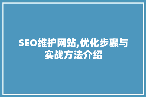 SEO维护网站,优化步骤与实战方法介绍
