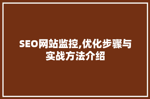 SEO网站监控,优化步骤与实战方法介绍
