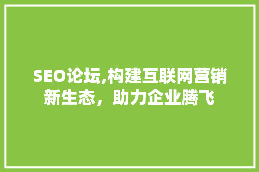 SEO论坛,构建互联网营销新生态，助力企业腾飞