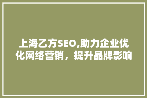 上海乙方SEO,助力企业优化网络营销，提升品牌影响力