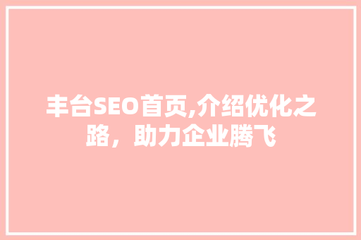丰台SEO首页,介绍优化之路，助力企业腾飞
