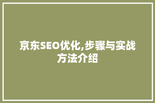 京东SEO优化,步骤与实战方法介绍