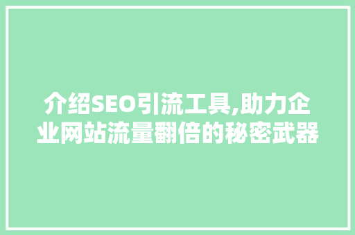 介绍SEO引流工具,助力企业网站流量翻倍的秘密武器