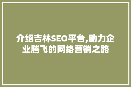 介绍吉林SEO平台,助力企业腾飞的网络营销之路