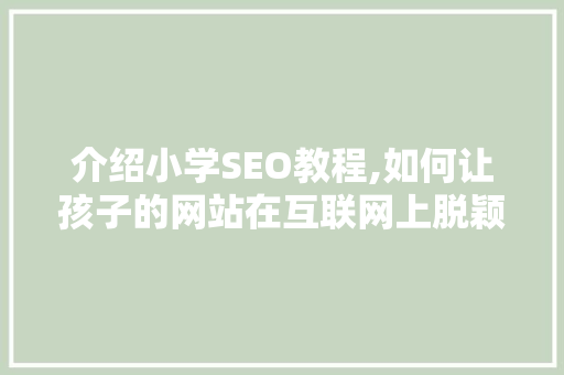 介绍小学SEO教程,如何让孩子的网站在互联网上脱颖而出