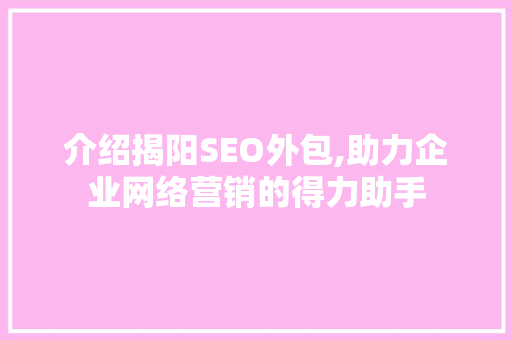 介绍揭阳SEO外包,助力企业网络营销的得力助手