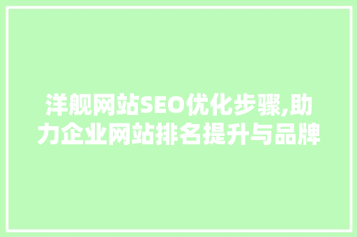 洋舰网站SEO优化步骤,助力企业网站排名提升与品牌推广