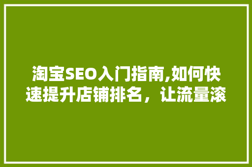淘宝SEO入门指南,如何快速提升店铺排名，让流量滚滚而来