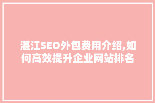 湛江SEO外包费用介绍,如何高效提升企业网站排名  第1张
