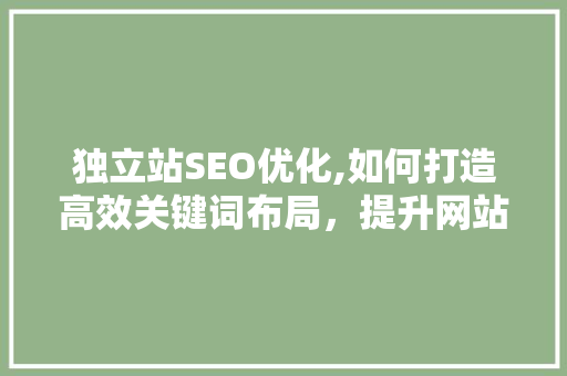 独立站SEO优化,如何打造高效关键词布局，提升网站排名