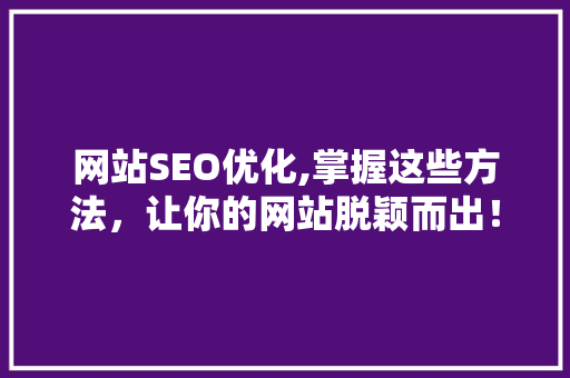 网站SEO优化,掌握这些方法，让你的网站脱颖而出！