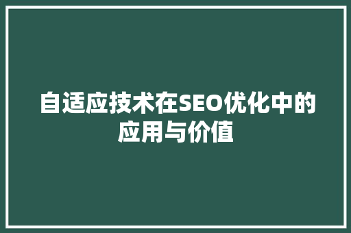 自适应技术在SEO优化中的应用与价值
