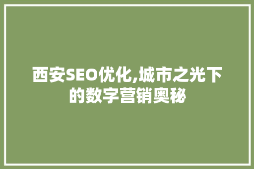西安SEO优化,城市之光下的数字营销奥秘