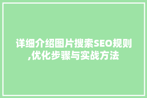 详细介绍图片搜索SEO规则,优化步骤与实战方法