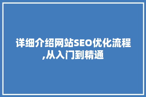 详细介绍网站SEO优化流程,从入门到精通